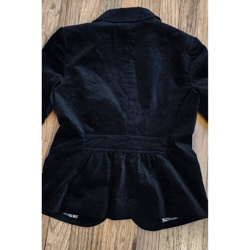Talbots Velvet Blazer Jacket Women 0 0p Petites Black Cotton Single Vent Formal - Picture 9 of 10